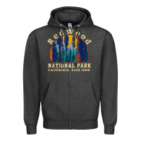 Charcoal Heather redwood national park california retro vintage cam Zipper Hoodie - DesignPulse