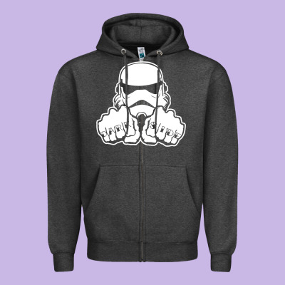 Dark Side Knuckle Starwars Stormtrooper 2 Zipper Hoodie Designed By Designpulse