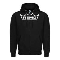 Black remo musical company Zipper Hoodie - DesignPulse