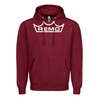 Burgundy remo musical company Zipper Hoodie - DesignPulse