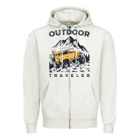 Oatmeal Heather traveler Zipper Hoodie - DesignPulse