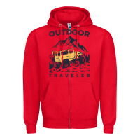 Red traveler Zipper Hoodie - DesignPulse