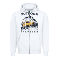 White traveler Zipper Hoodie - DesignPulse
