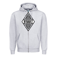 Heather Grey renault old Zipper Hoodie - DesignPulse