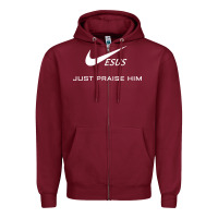 Burgundy jesus just praise him Zipper Hoodie - DesignPulse
