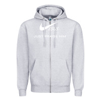 Heather Grey jesus just praise him Zipper Hoodie - DesignPulse