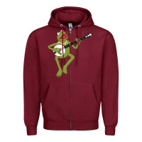 Burgundy Kermit playing the banjo Classic Zipper Hoodie - DesignPulse