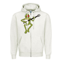 Oatmeal Heather Kermit playing the banjo Classic Zipper Hoodie - DesignPulse