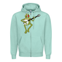 Seafoam Kermit playing the banjo Classic Zipper Hoodie - DesignPulse