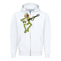White Kermit playing the banjo Classic Zipper Hoodie - DesignPulse