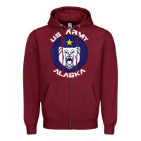 Burgundy us army alaska polar bear patch t shirt Zipper Hoodie - DesignPulse