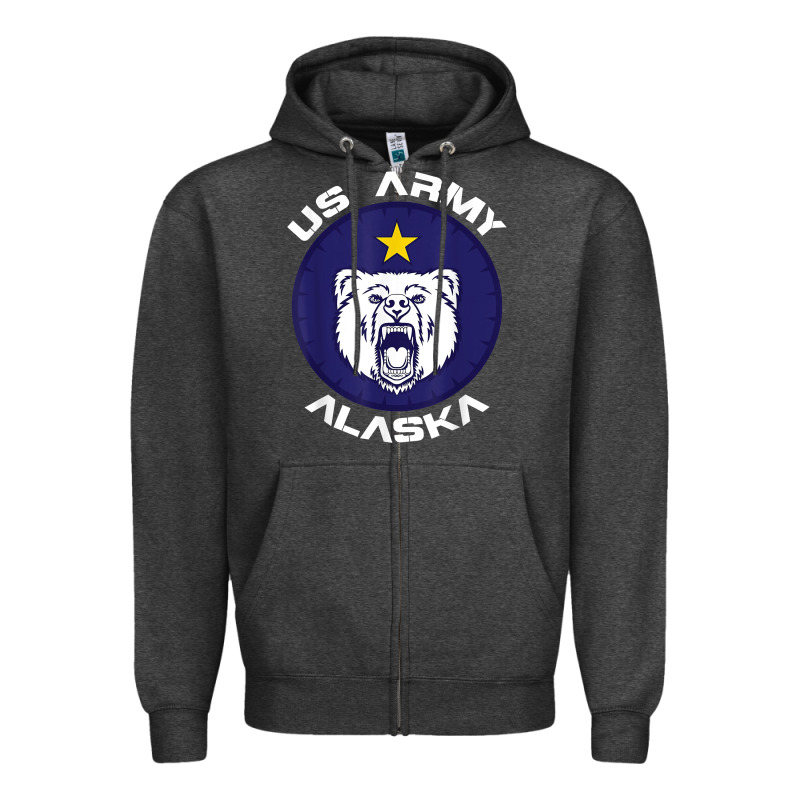 Us Army Alaska Polar Bear Patch T Shirt Zipper Hoodie by DesignPulse | Teevron