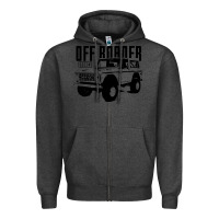 Charcoal Heather off roader bronco Zipper Hoodie - DesignPulse