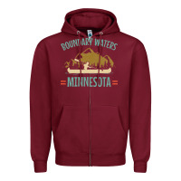 Burgundy retro boundary waters canoe minnesota Zipper Hoodie - DesignPulse
