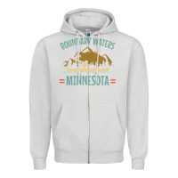 Dove Grey retro boundary waters canoe minnesota Zipper Hoodie - DesignPulse