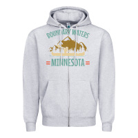 Heather Grey retro boundary waters canoe minnesota Zipper Hoodie - DesignPulse