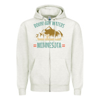 Oatmeal Heather retro boundary waters canoe minnesota Zipper Hoodie - DesignPulse