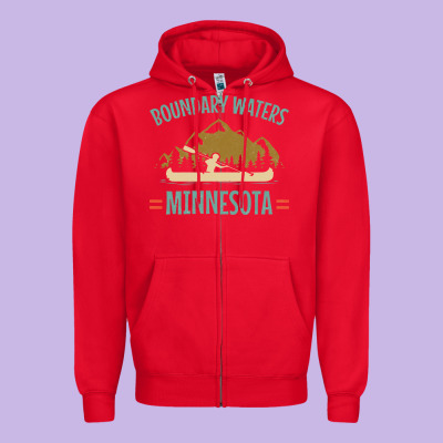 Retro Boundary Waters Canoe Minnesota Zipper Hoodie Designed By Designpulse