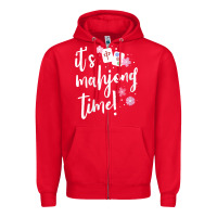 Red womens mahjong gift for her mahjong player v neck t shirt Zipper Hoodie - DesignPulse