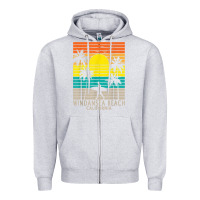 Heather Grey windansea beach california ca surfer surfing surf palm tree Zipper Hoodie - DesignPulse