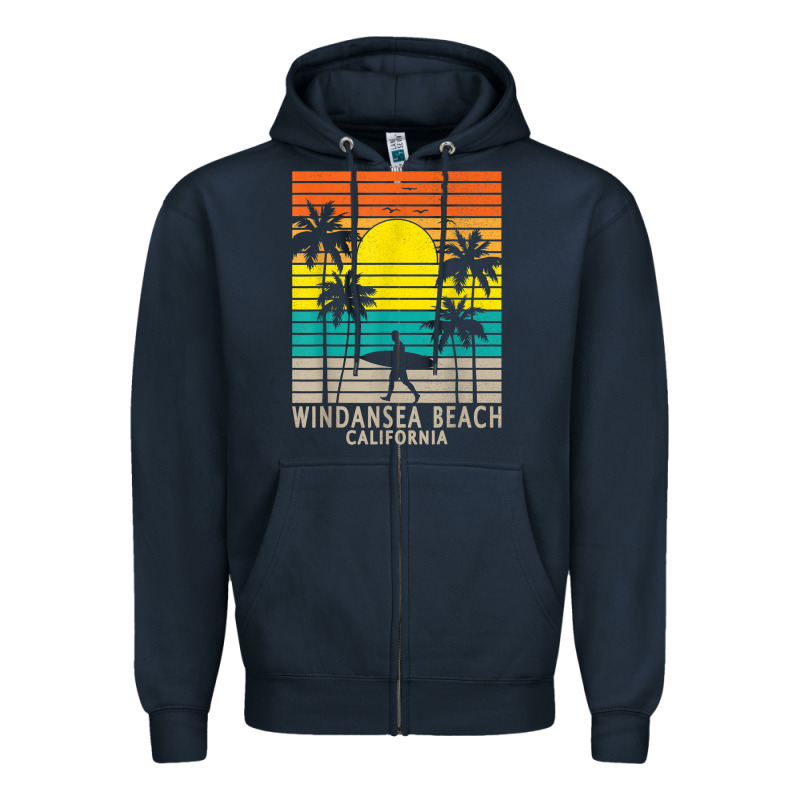 Windansea Beach California Ca Surfer Surfing Surf Palm Tree Zipper Hoodie by DesignPulse | Teevron