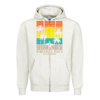 Oatmeal Heather windansea beach california ca surfer surfing surf palm tree Zipper Hoodie - DesignPulse