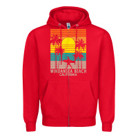 Red windansea beach california ca surfer surfing surf palm tree Zipper Hoodie - DesignPulse