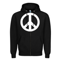 Black Peace Sign Zipper Hoodie - DesignPulse