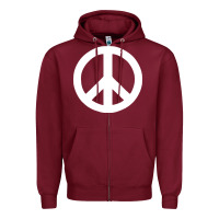 Burgundy Peace Sign Zipper Hoodie - DesignPulse