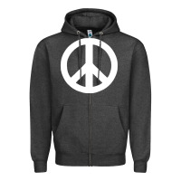Charcoal Heather Peace Sign Zipper Hoodie - DesignPulse