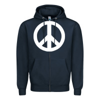 Navy Peace Sign Zipper Hoodie - DesignPulse