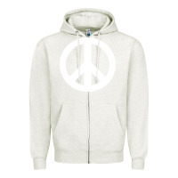 Oatmeal Heather Peace Sign Zipper Hoodie - DesignPulse