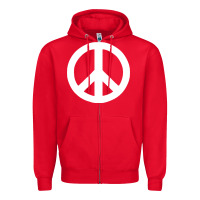 Red Peace Sign Zipper Hoodie - DesignPulse