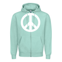 Seafoam Peace Sign Zipper Hoodie - DesignPulse