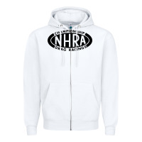 White nhra oval Zipper Hoodie - DesignPulse