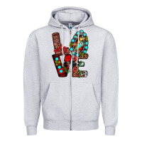 Heather Grey christmas love Zipper Hoodie - JahusDesignShop