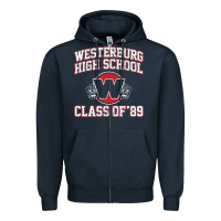 Navy westerburg class of 89 (heathers) variant Zipper Hoodie - DesignPulse