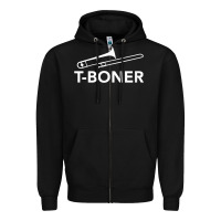 Black funny trombone funny t boner funny t boner tboner Zipper Hoodie - DesignPulse