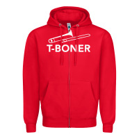 Red funny trombone funny t boner funny t boner tboner Zipper Hoodie - DesignPulse