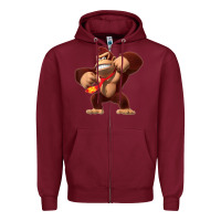 Burgundy Donkey Kong 3D Poster Zipper Hoodie - DesignPulse