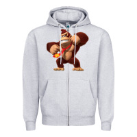 Heather Grey Donkey Kong 3D Poster Zipper Hoodie - DesignPulse