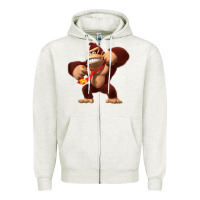 Oatmeal Heather Donkey Kong 3D Poster Zipper Hoodie - DesignPulse