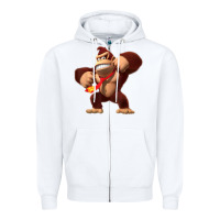 White Donkey Kong 3D Poster Zipper Hoodie - DesignPulse