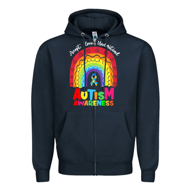 Autism Awareness Month T  Shirt Autism Awareness Rainbow Accept Unders Zipper Hoodie by DesignPulse | Teevron