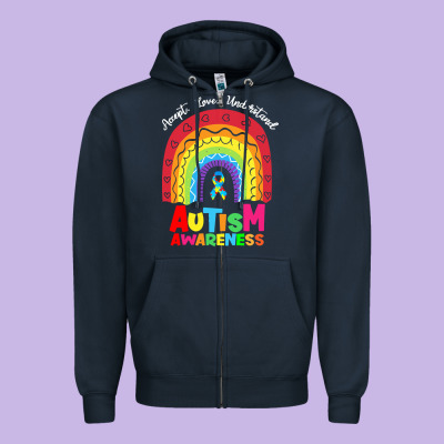 Autism Awareness Month T  Shirt Autism Awareness Rainbow Accept Unders Zipper Hoodie Designed By Designpulse