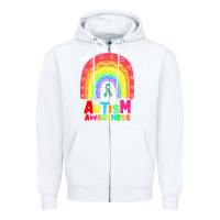 White autism awareness month t  shirt autism awareness rainbow accept unders Zipper Hoodie - DesignPulse