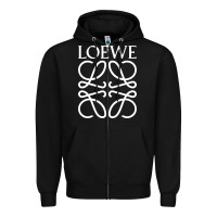 Black loewe Zipper Hoodie - DesignPulse