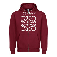 Burgundy loewe Zipper Hoodie - DesignPulse
