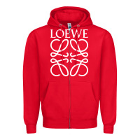 Red loewe Zipper Hoodie - DesignPulse