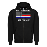 Black police fire ems first responder american flag firefighter t shirt Zipper Hoodie - DesignPulse